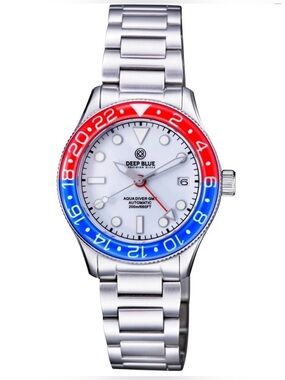 Deep Blue AQUA DIVER GMT AUTOMATIC 40mm RED/BLUE WHITE Dial 200m Dive Watch
